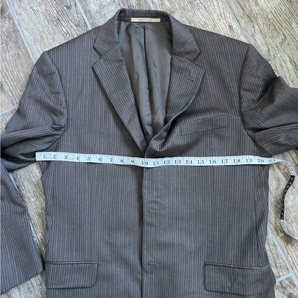 Burberry London Pinstriped Blazer, Brown Blue, 100% Wool, Men’s Size 40 Long - Picture 4 of 15